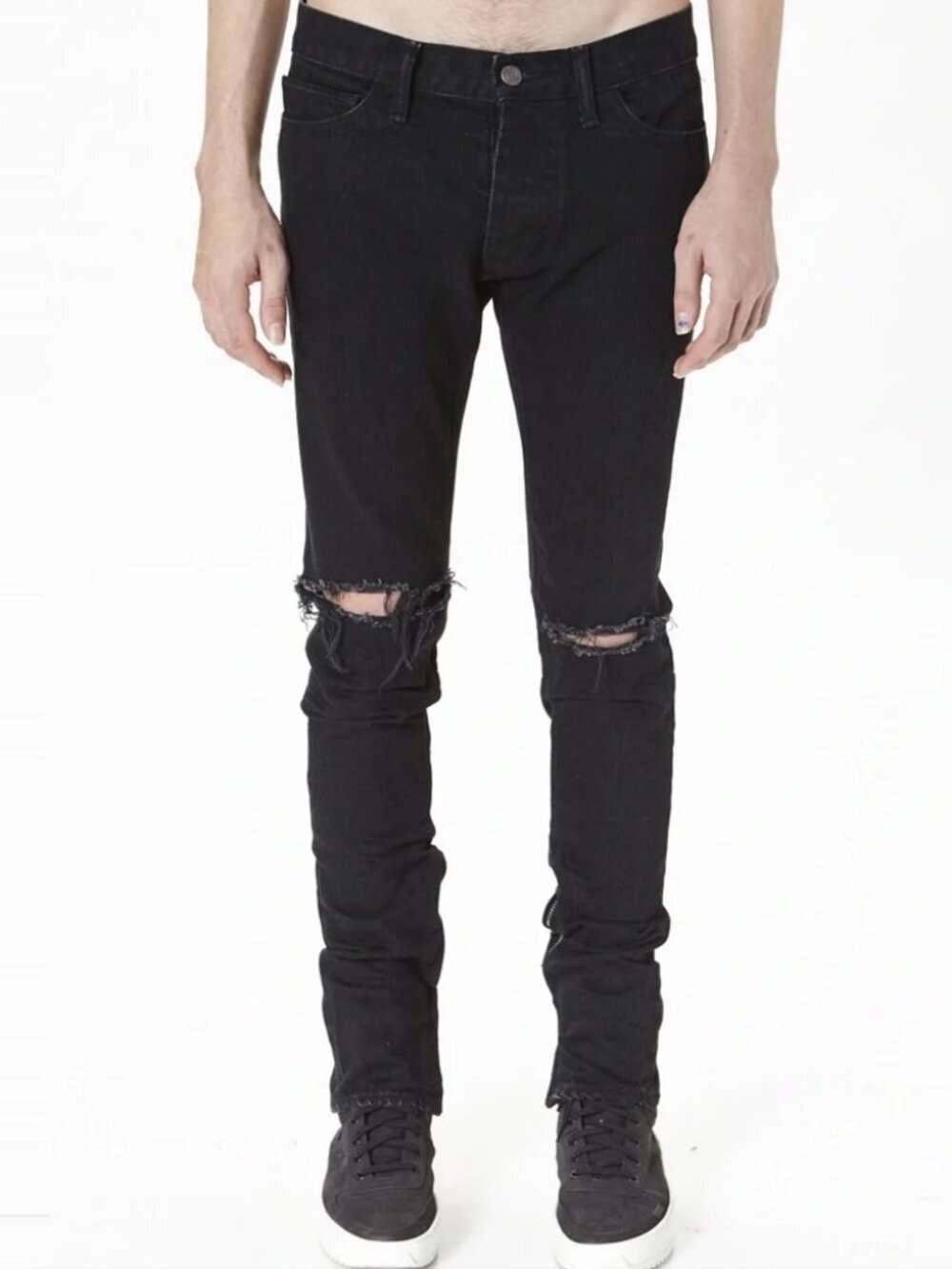 Fear of God Fourth Collection 2015-2016 Black Moto Distressed Ankle Zip Jeans 29